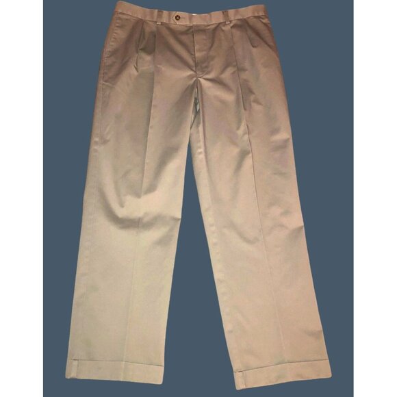 ROUNDTREE & YORKE -MEN'S CLASSIC FIT  97% COTTON TAN DRESSPANTS SIZE 40X30 - Picture 1 of 7